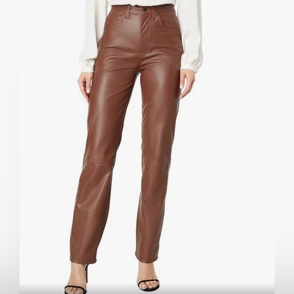NWT Adriano Goldshmied Women’s Vegan Leather Pants Size 29 (Medium)color brown - Picture 1 of 12